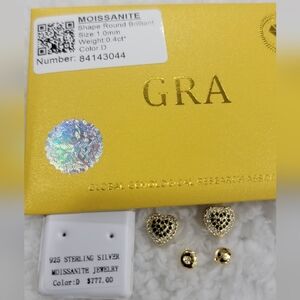 Elegant Gold Over Sterling Silver Heart Moissanite Earrings